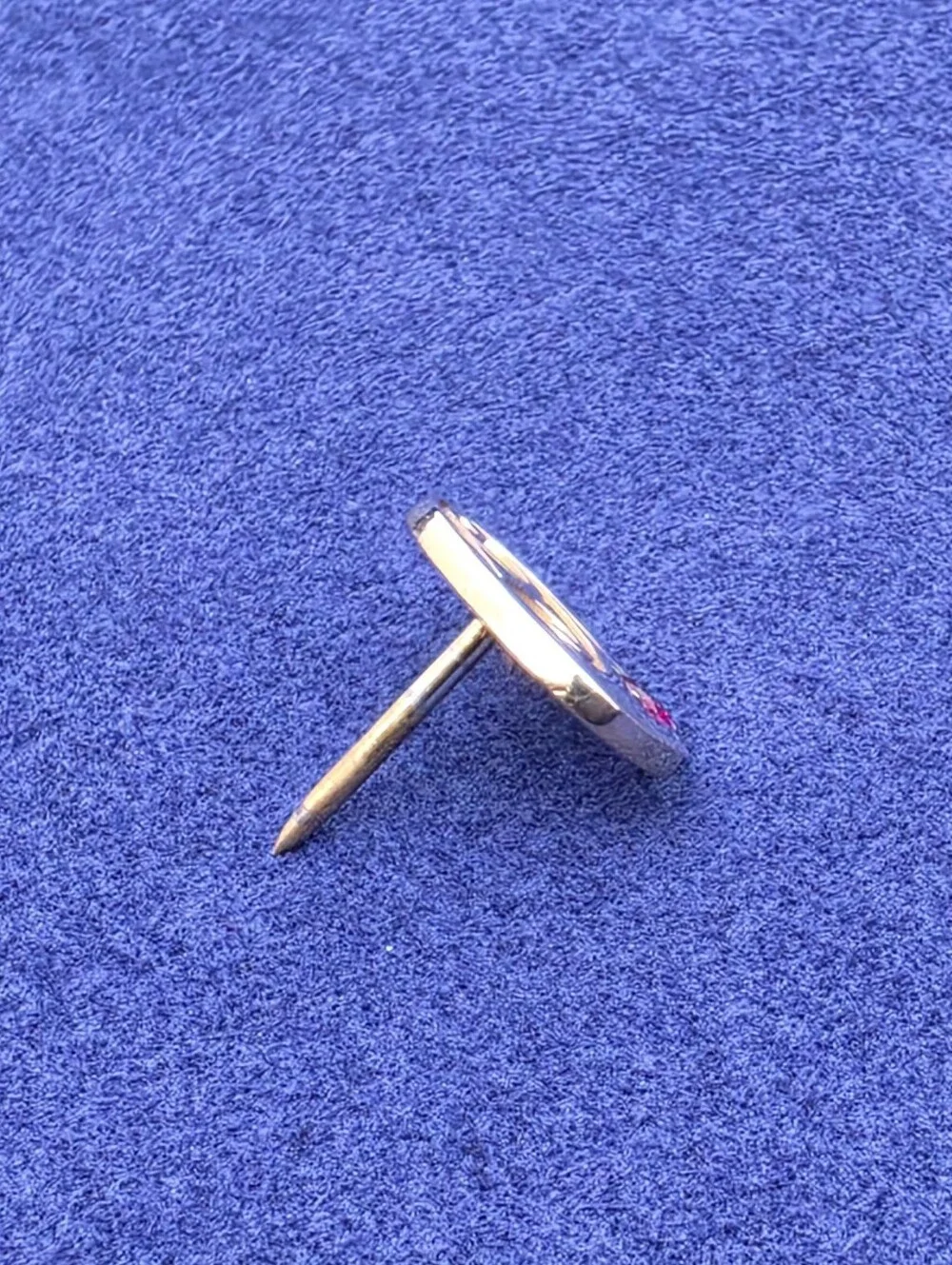 Vintage Hershon 10k Yellow Gold Ruby Accent Monogram Tie Tack Lapel Pin